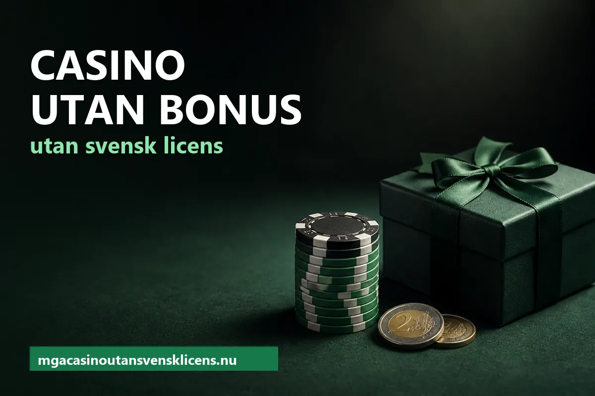 Marker och två euromynt på ett grönt spelbord bredvid ett oöppnat presentpaket – casino utan bonus
