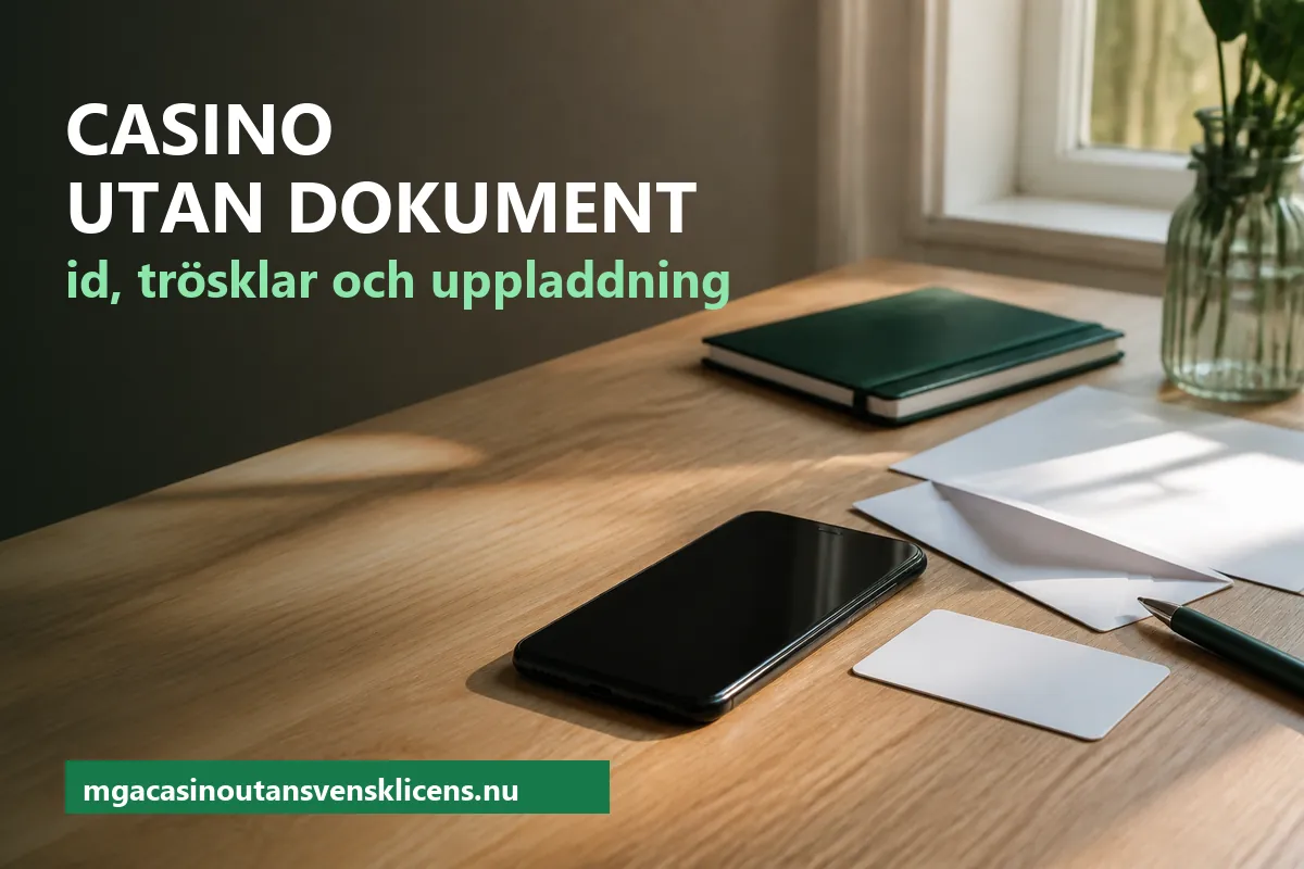 Mobiltelefon, ett id-kort utan text och ett vikt brev på ett ljust skrivbord i morgonljus