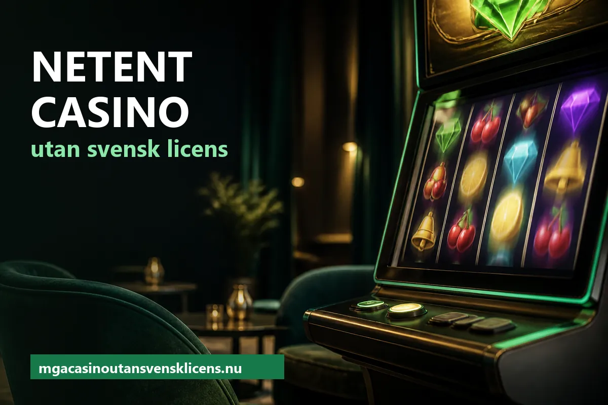 Spelautomat med glittrande hjul i grönt ljus – NetEnt casino utan svensk licens