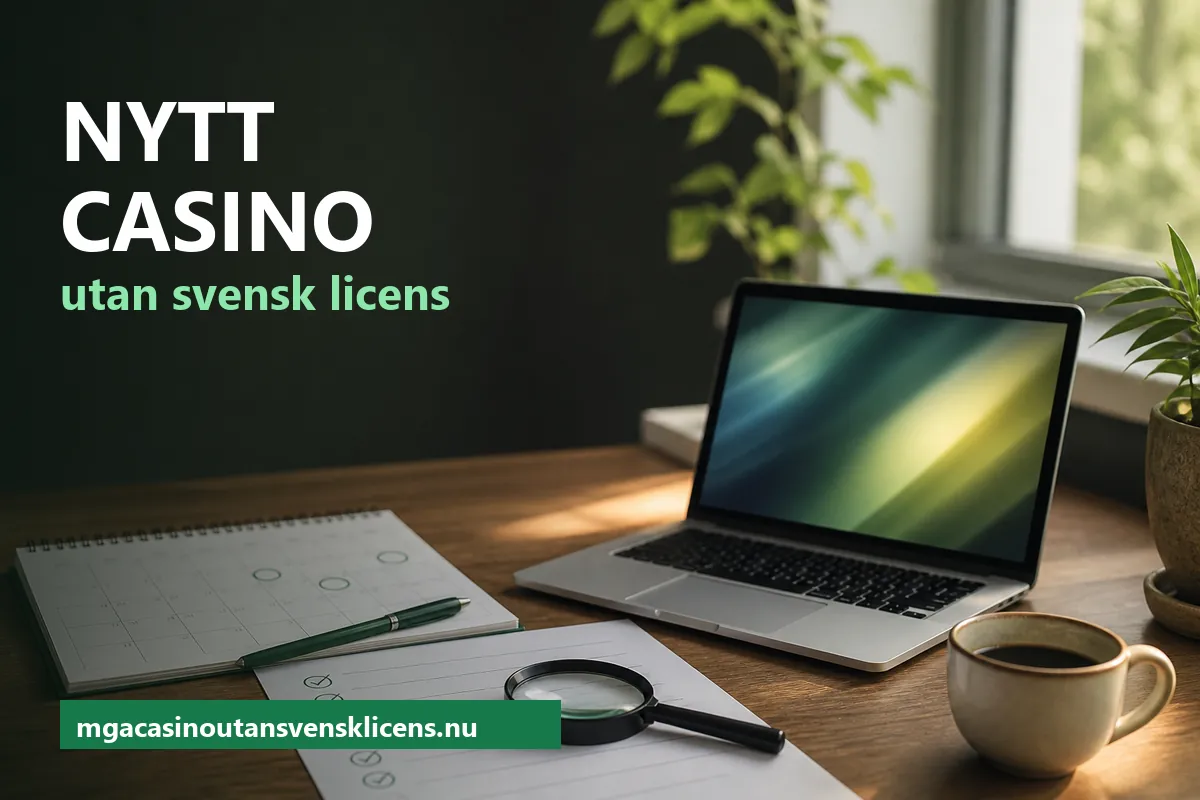 Bärbar dator med en kalender och en checklista på ett skrivbord – så granskar du ett nytt casino utan svensk licens
