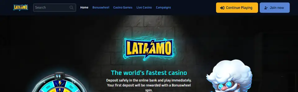 Lataamos startsida med texten om insättning via nätbanken