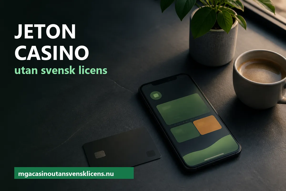 Mobiltelefon med en digital plånbok, ett betalkort och en kaffekopp på ett mörkt skrivbord