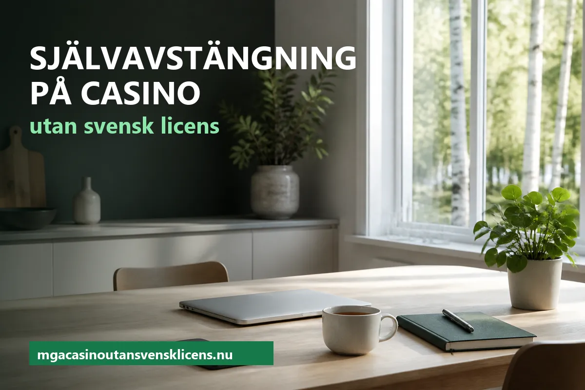Självavstängning på casino utan svensk licens – ett köksbord i morgonljus med en kopp te, en stängd laptop och en anteckningsbok