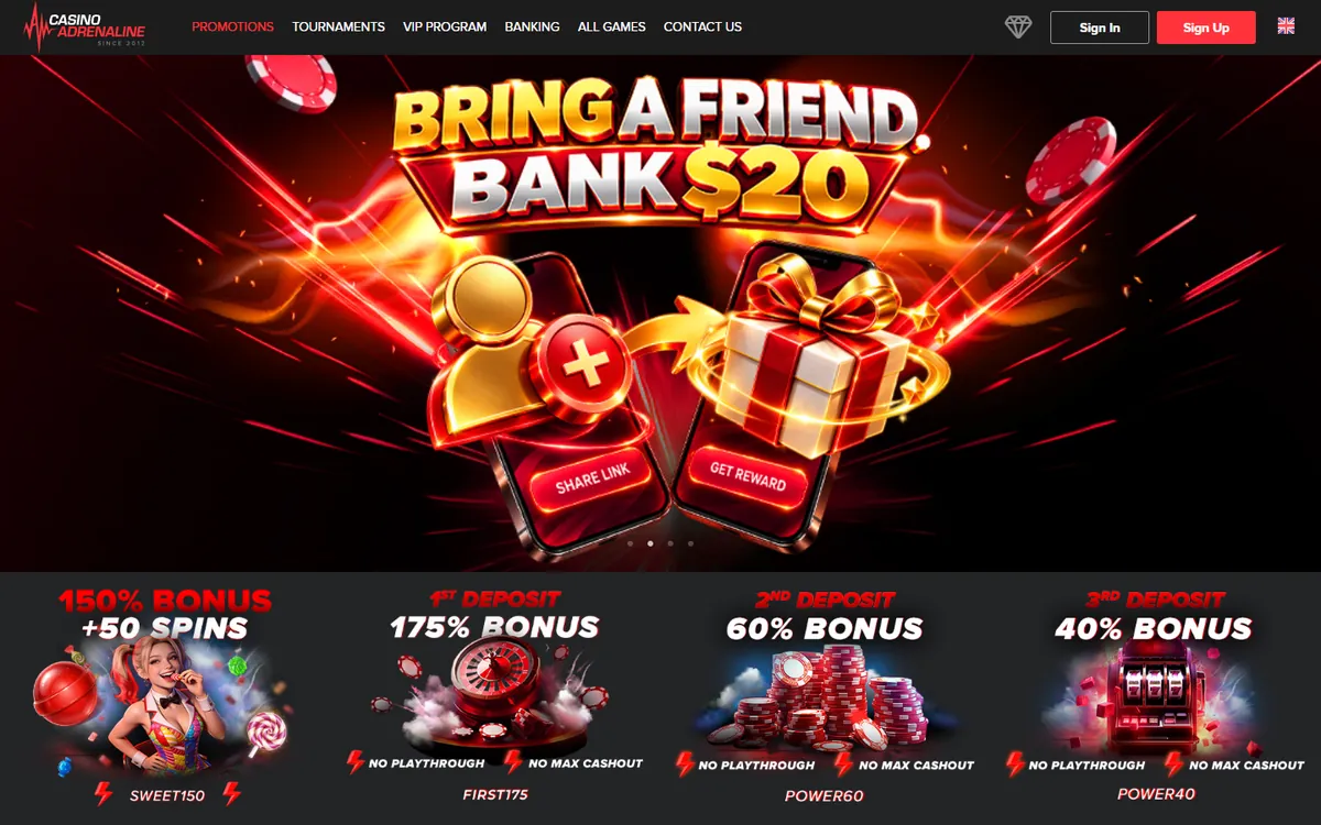 Casino Adrenaline bonus med insättningskoder