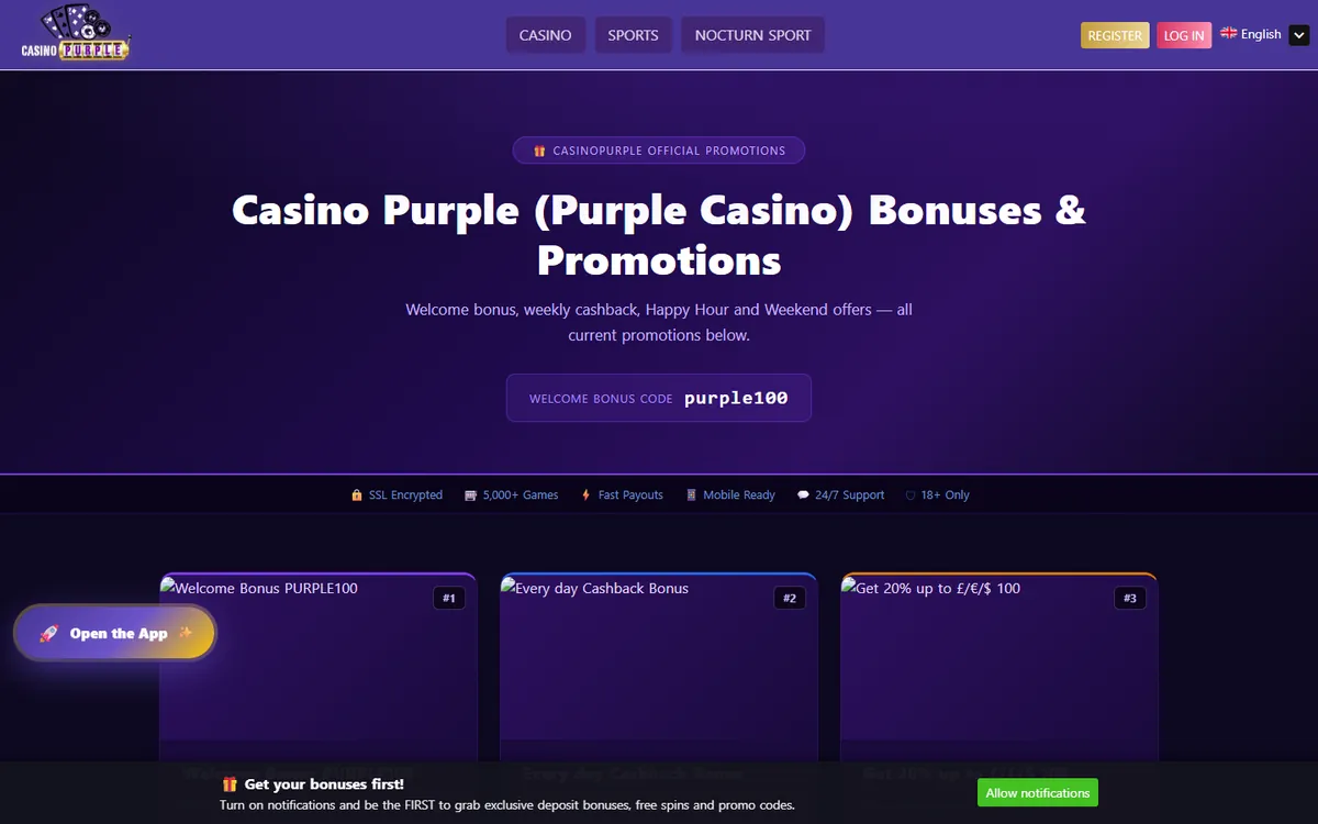 Casino Purple bonus och kampanjer