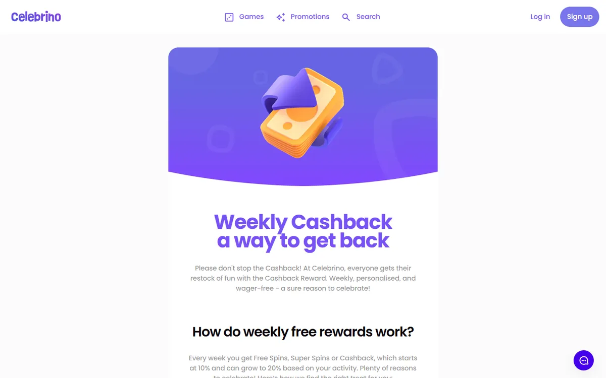 Celebrino Weekly Cashback