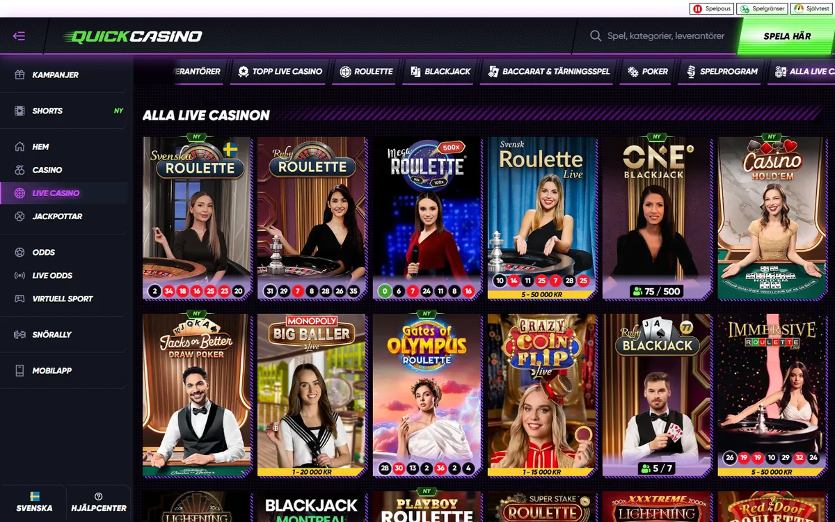 Live casino hos Quickcasino